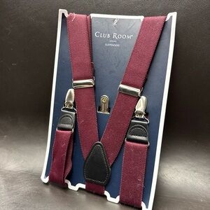 Club Room Maroon Suspenders with Silver Clips